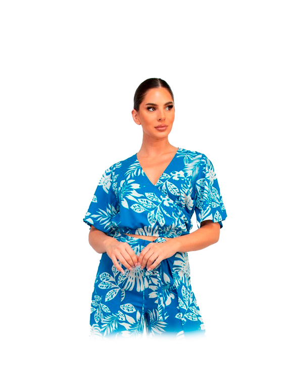 Conjunto de Pantalón y Blusa con Estampado de Flores HAUTE MONDE