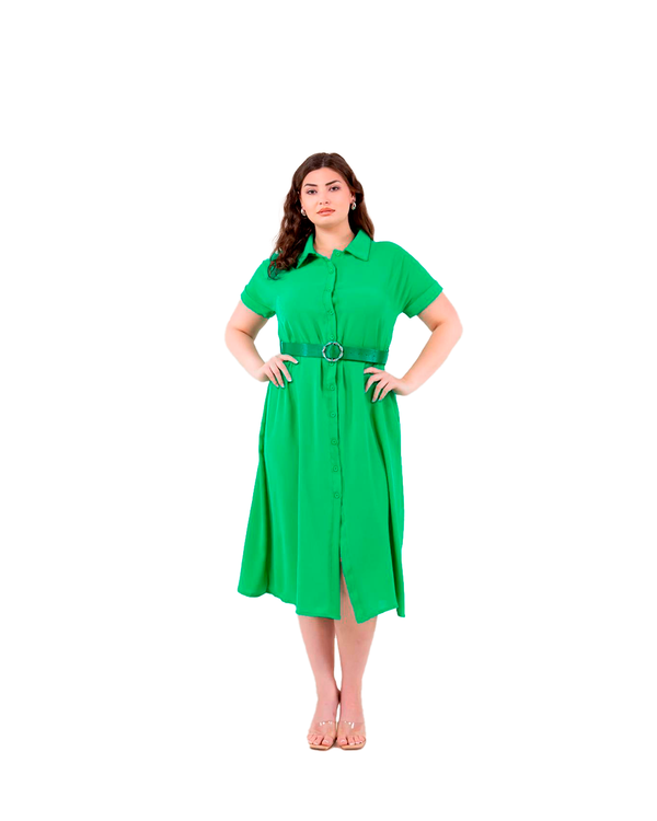 Vestido Verde para Dama con Cinturón Fashion Space