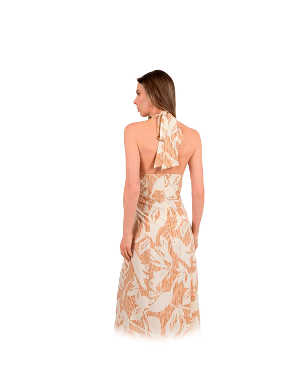 Vestido Café Largo con Cuello V SALSA